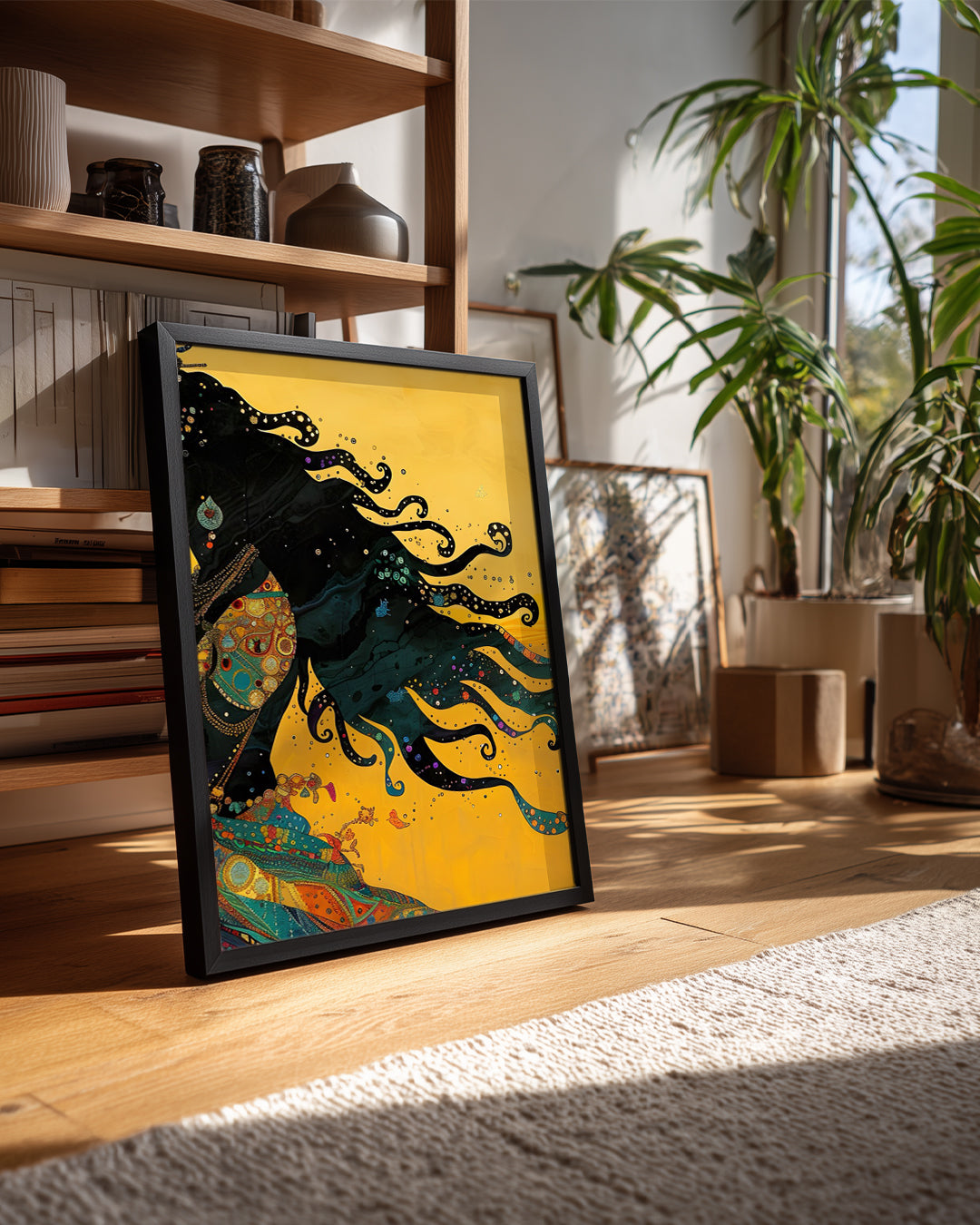 Tanrıça Silueti - Renkli Desenli Giysiyle Şık Tasarım Poster Tablosu
