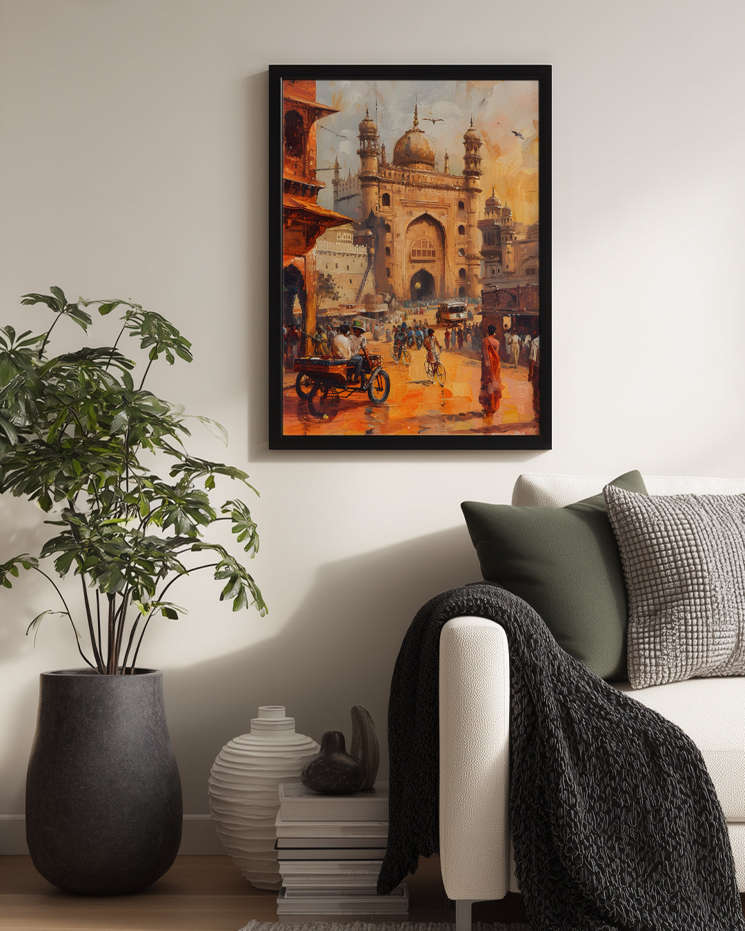 Tarihi Kapı Manzarası - Canlı Şehir Hayatı Gösterimi Poster Tablosu