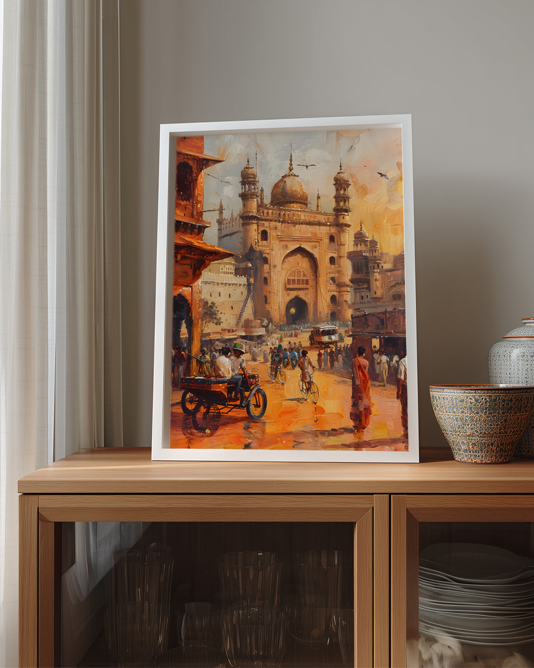 Tarihi Kapı Manzarası - Canlı Şehir Hayatı Gösterimi Poster Tablosu