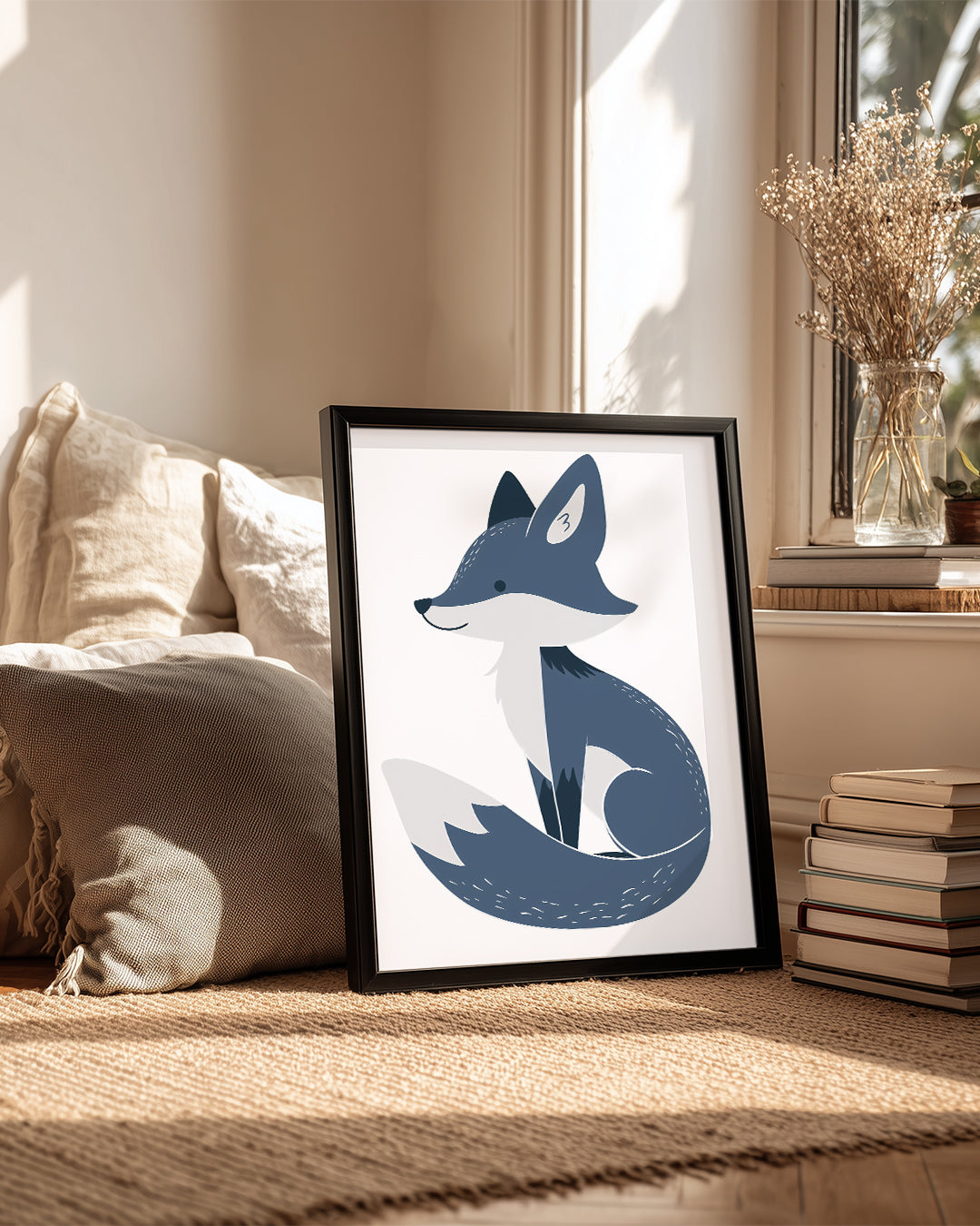 Tilki - Gri Tüy Deseni Poster Tablosu