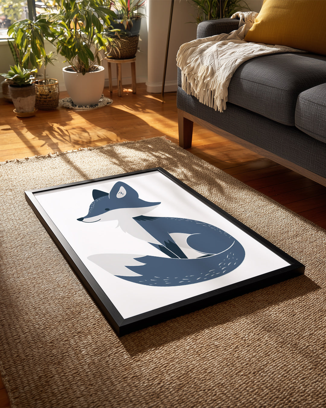 Tilki - Gri Tüy Deseni Poster Tablosu