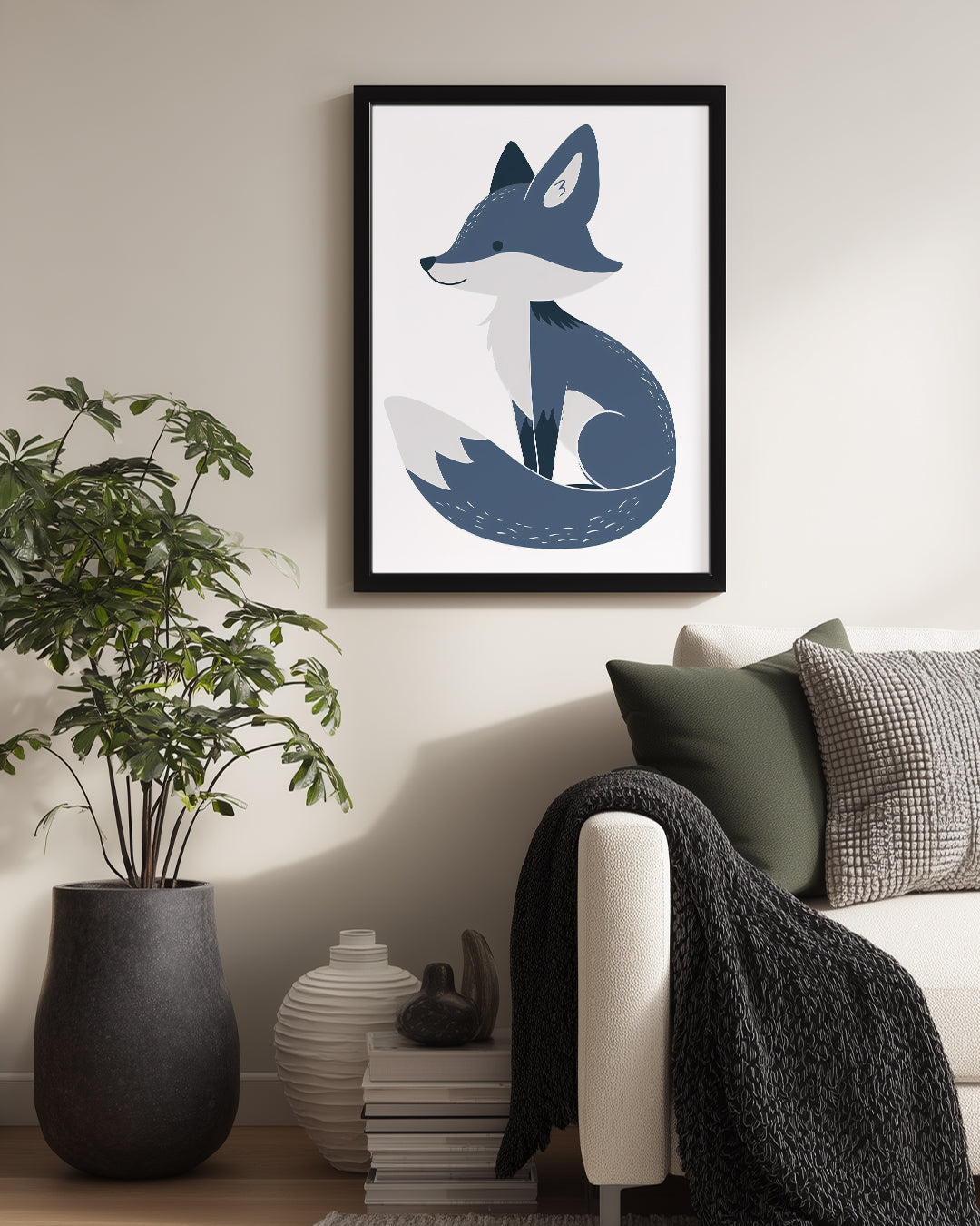 Tilki - Gri Tüy Deseni Poster Tablosu