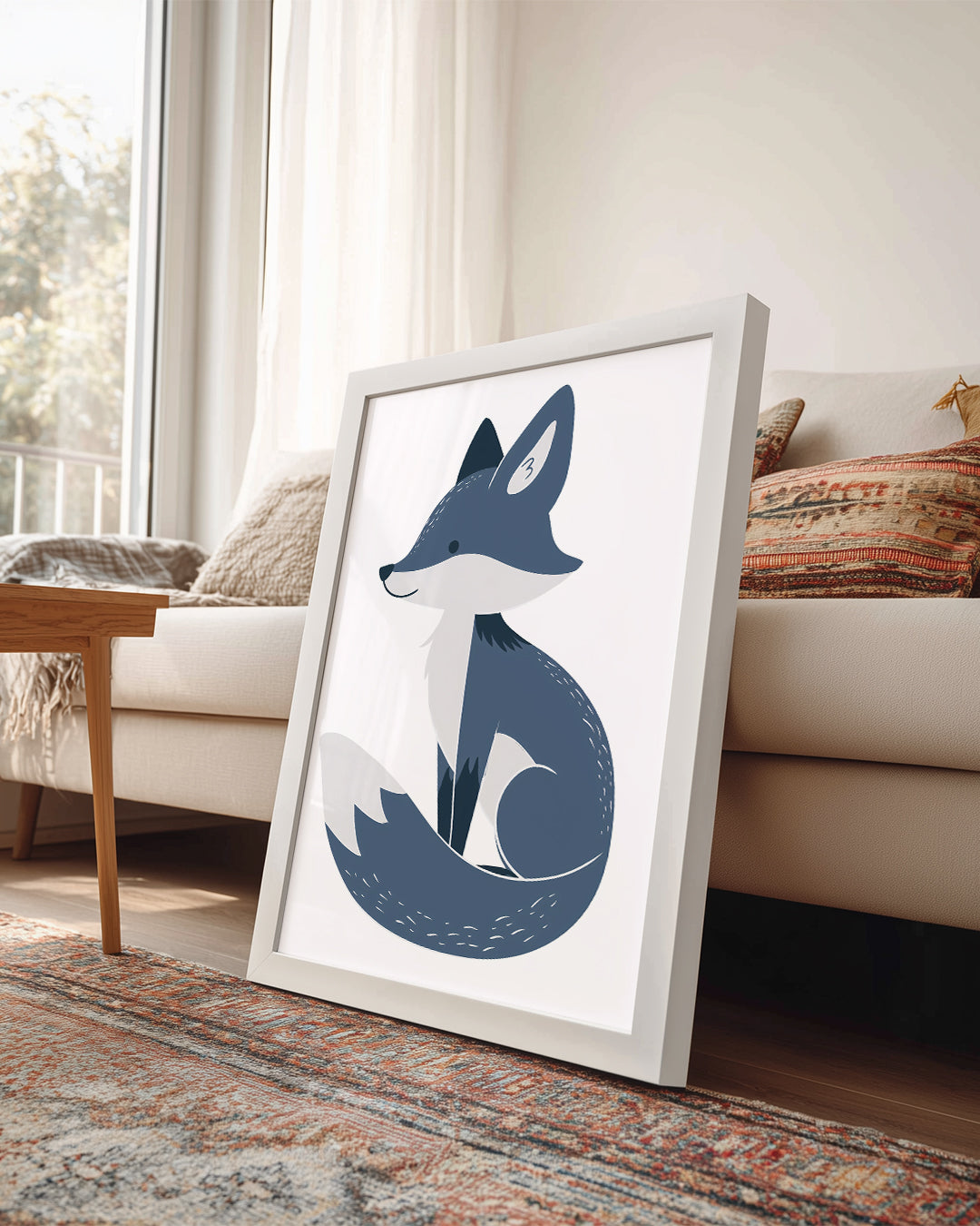 Tilki - Gri Tüy Deseni Poster Tablosu