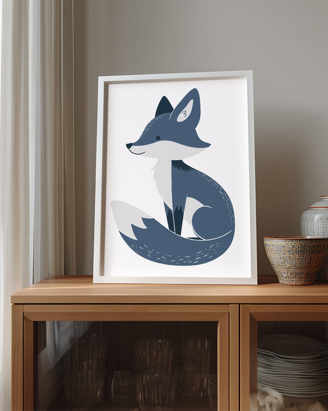 Tilki - Gri Tüy Deseni Poster Tablosu