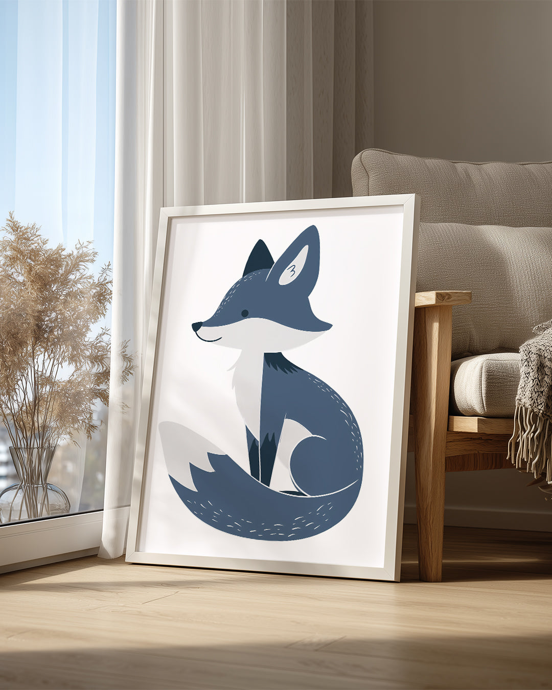 Tilki - Gri Tüy Deseni Poster Tablosu