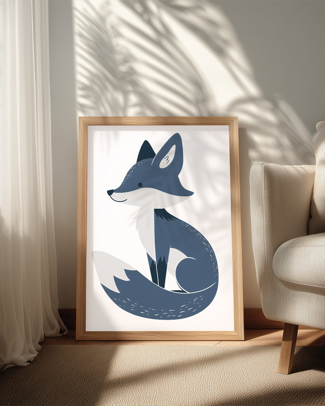 Tilki - Gri Tüy Deseni Poster Tablosu