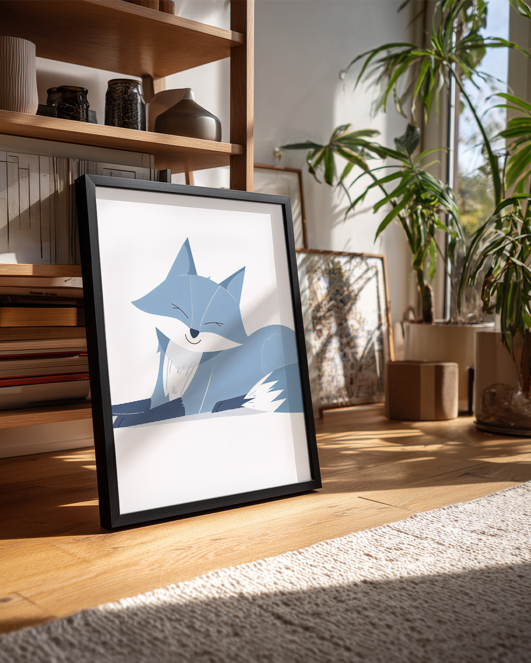 Tilki - Mavi Renkli Dinlenme Poster Tablosu