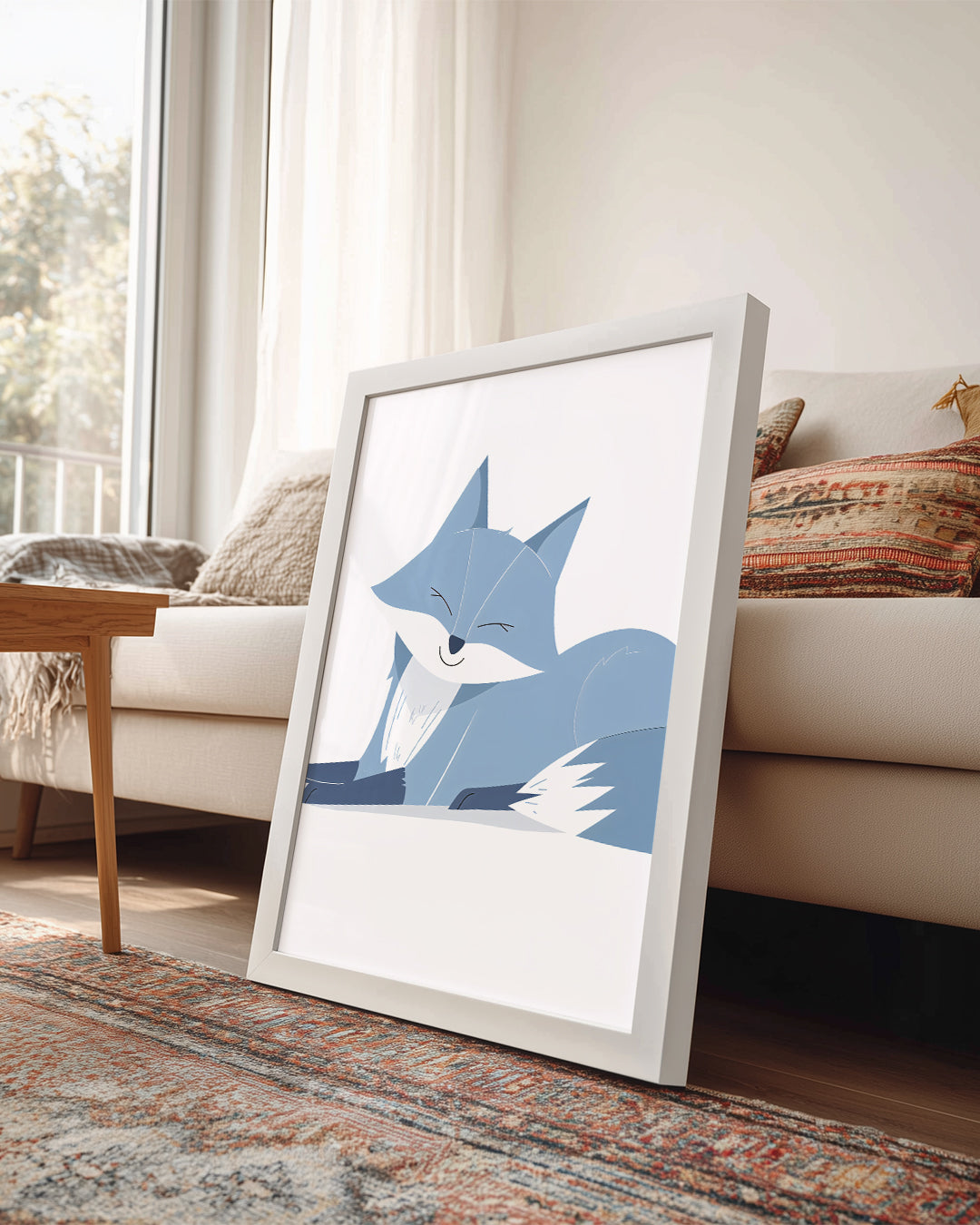 Tilki - Mavi Renkli Dinlenme Poster Tablosu
