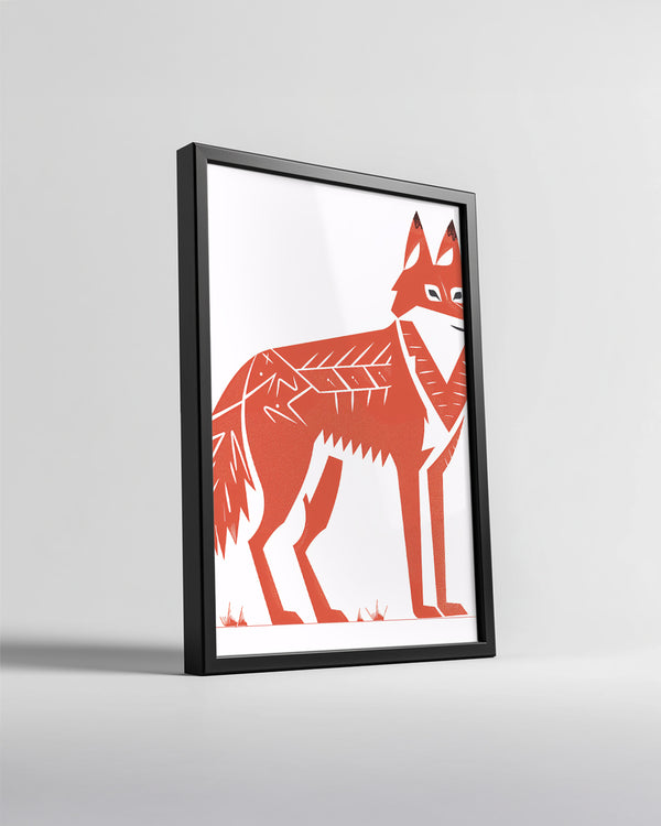 Tilki - Turuncu Tüy Deseni Poster Tablosu
