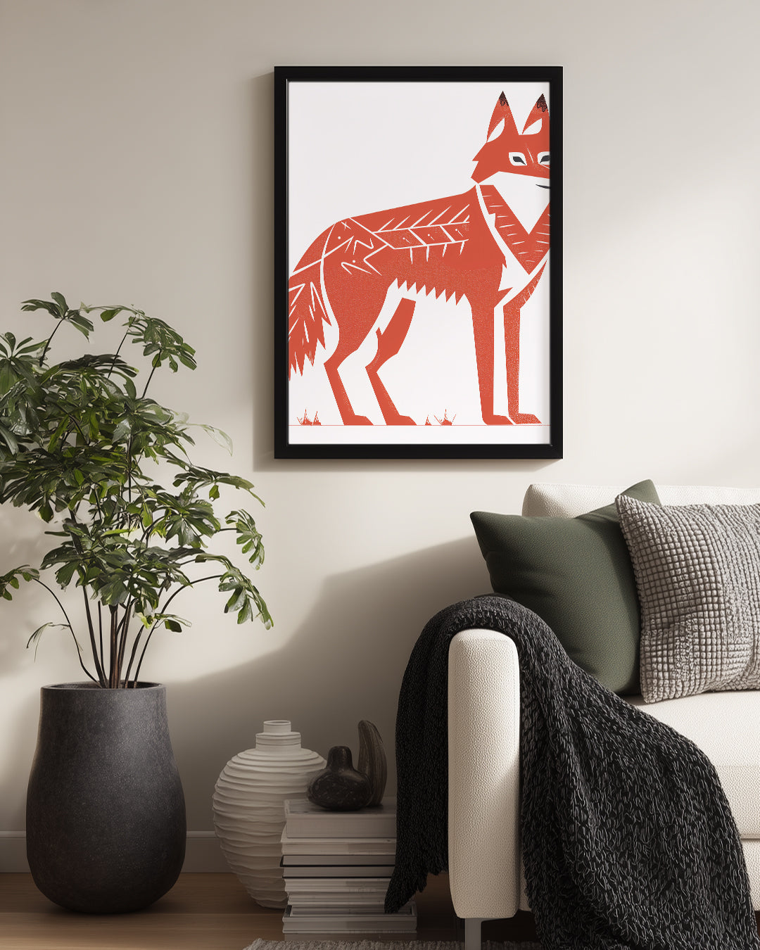 Tilki - Turuncu Tüy Deseni Poster Tablosu