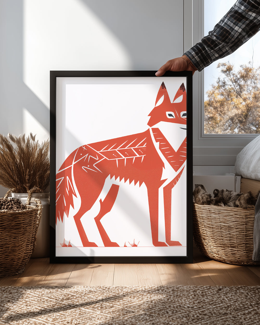 Tilki - Turuncu Tüy Deseni Poster Tablosu