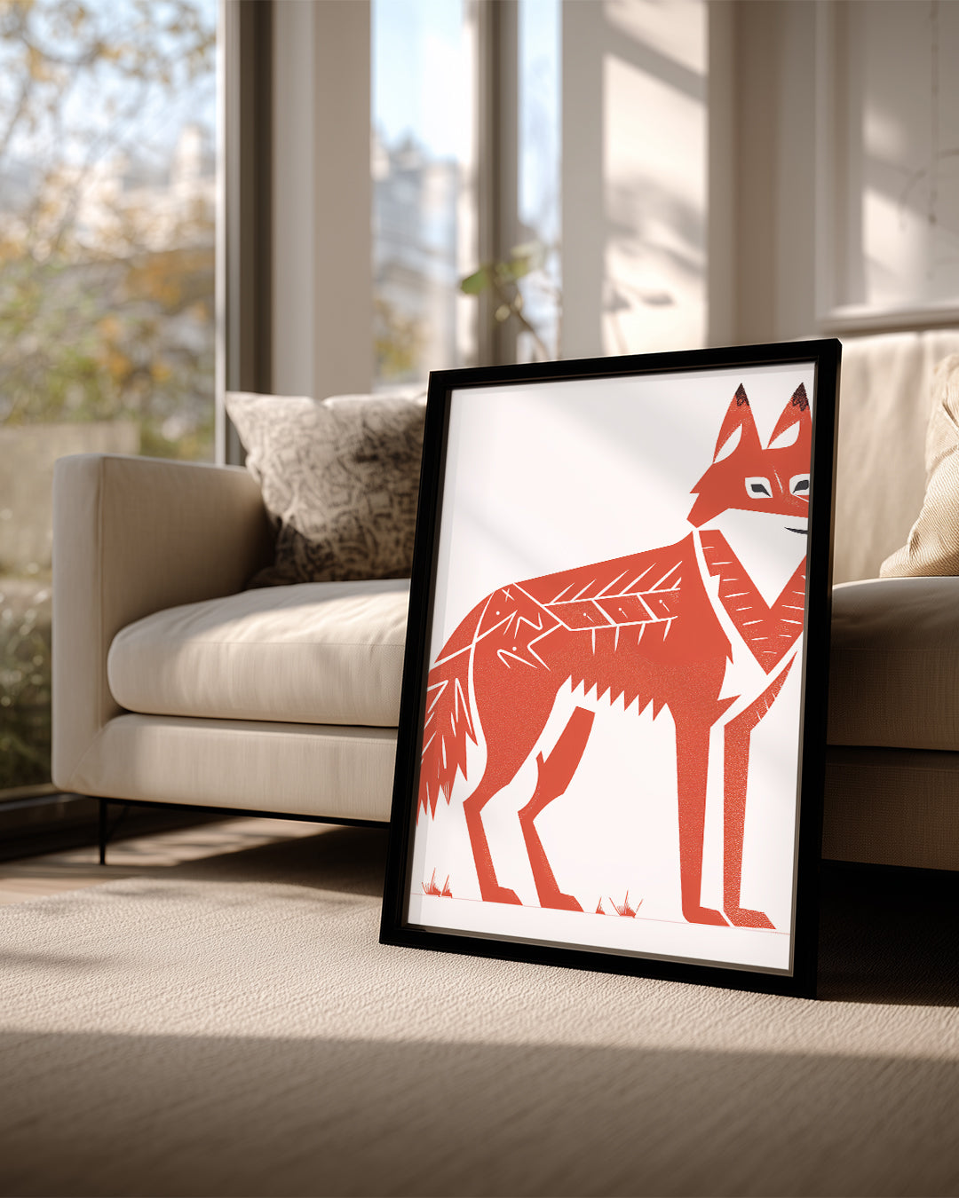 Tilki - Turuncu Tüy Deseni Poster Tablosu