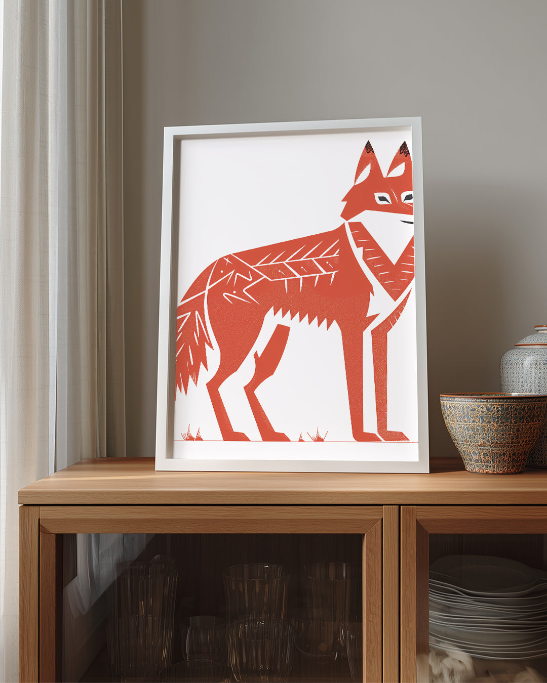 Tilki - Turuncu Tüy Deseni Poster Tablosu
