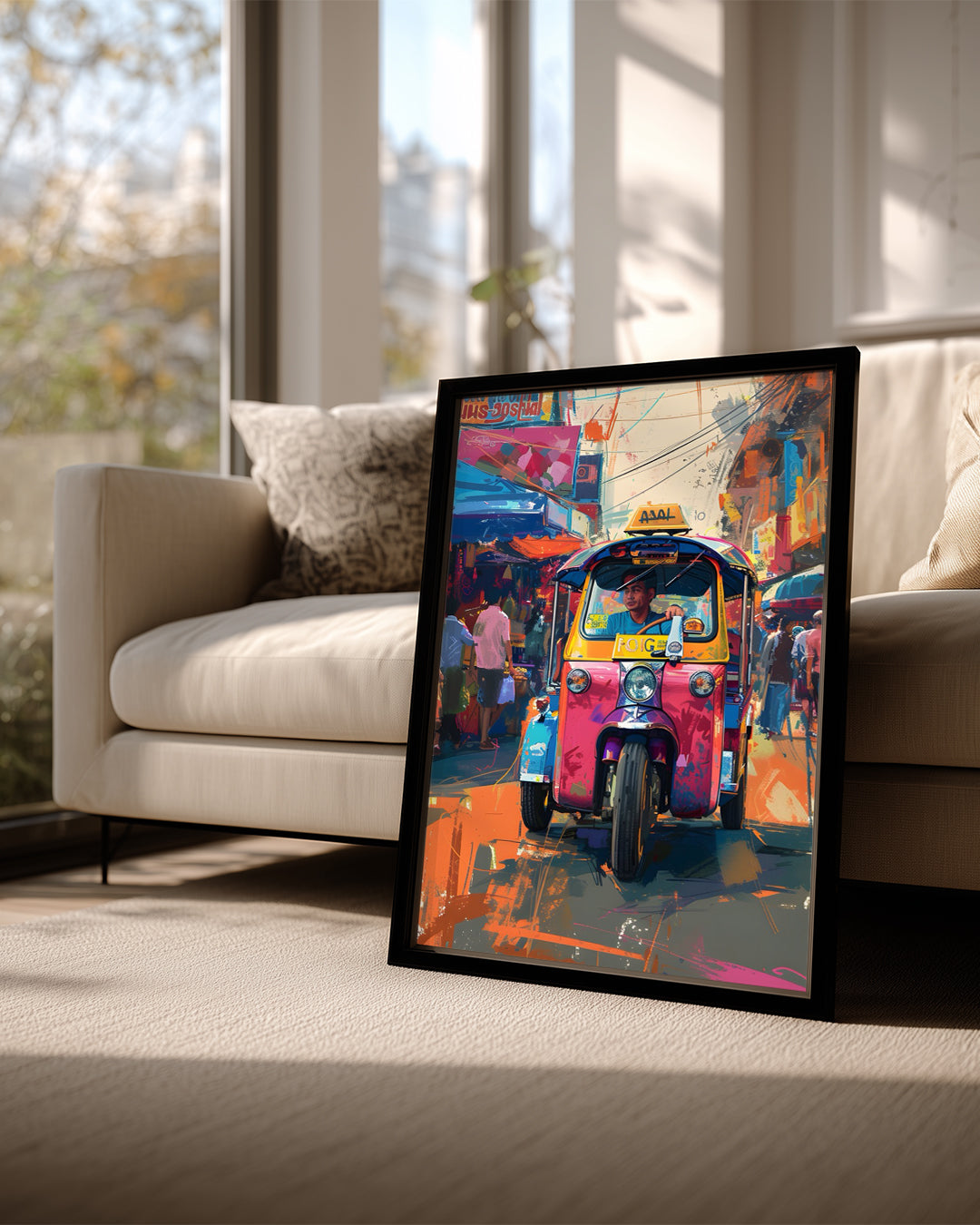 Tuktuk Şehir Gezisi - Renkli Sokak Manzarası Poster Tablosu