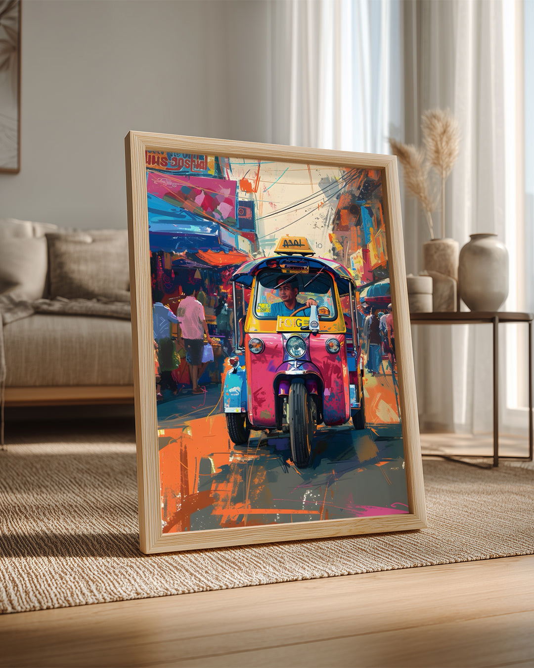 Tuktuk Şehir Gezisi - Renkli Sokak Manzarası Poster Tablosu