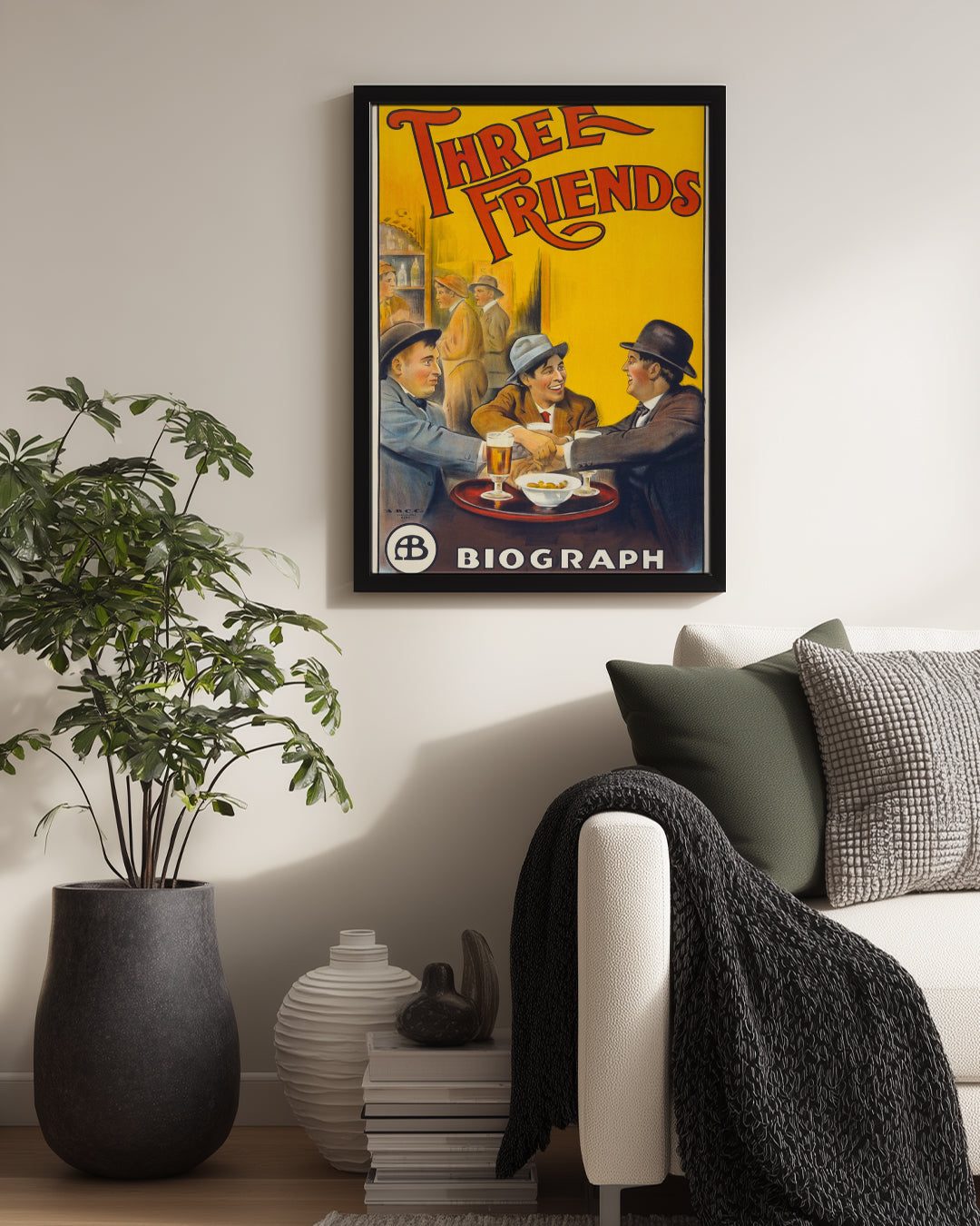 Üç Arkadaş - Tarihi Bir Görselde Sohbet Eden Adamlar Poster Tablosu