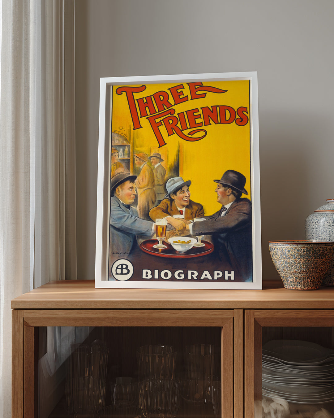 Üç Arkadaş - Tarihi Bir Görselde Sohbet Eden Adamlar Poster Tablosu