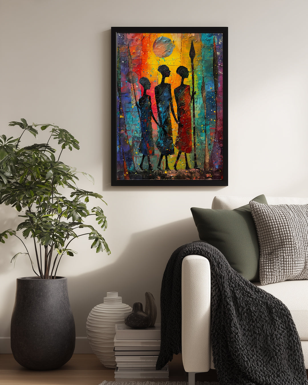 Üç Kabile Üyesi - Afrika Sanatı Poster Tablosu