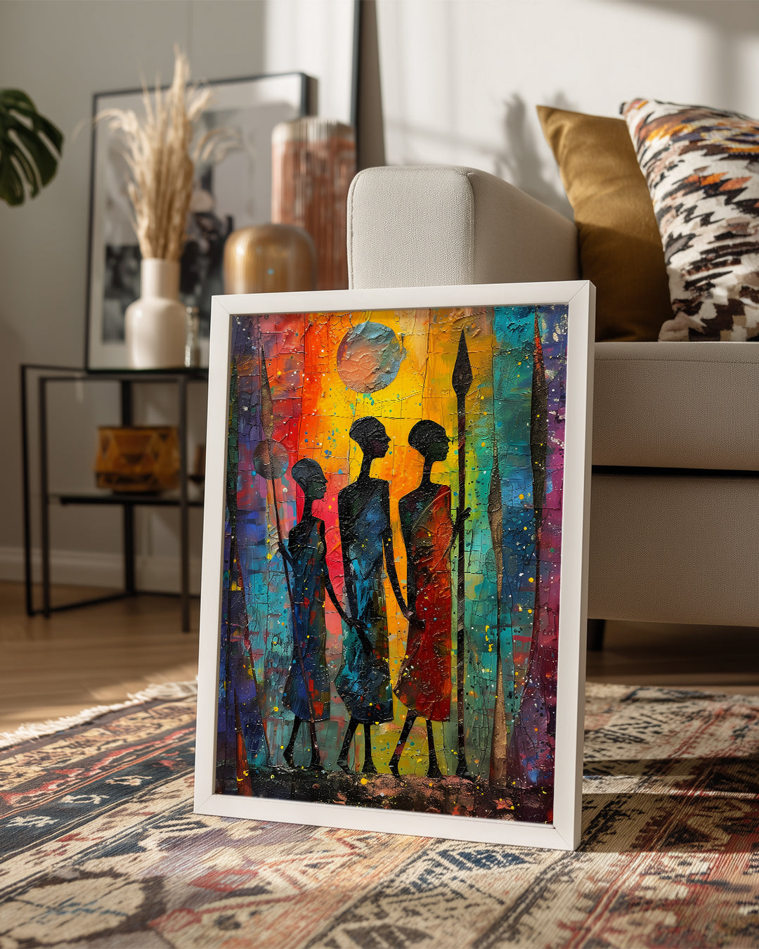 Üç Kabile Üyesi - Afrika Sanatı Poster Tablosu
