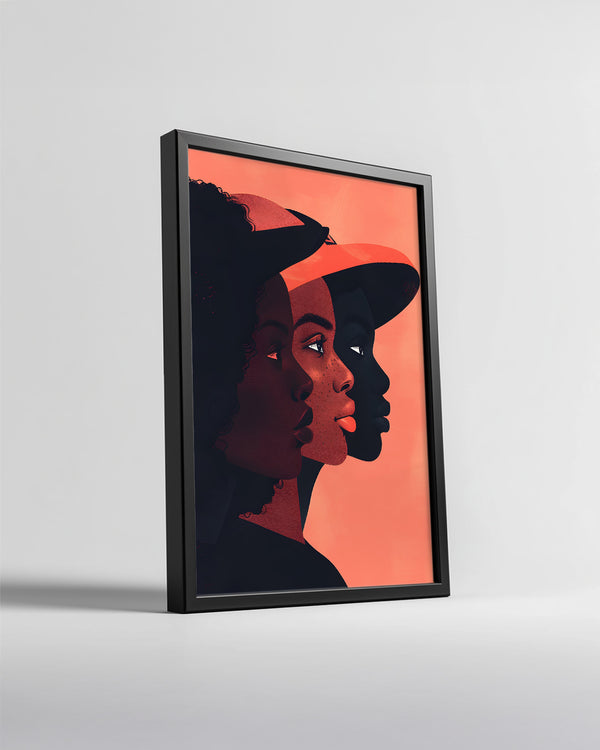 Üç Kadın Profili - Afrika Sanatı Poster Tablosu