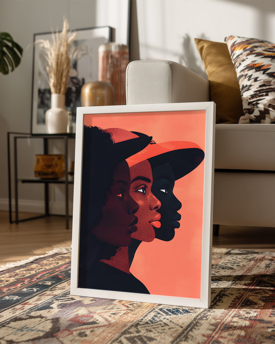 Üç Kadın Profili - Afrika Sanatı Poster Tablosu