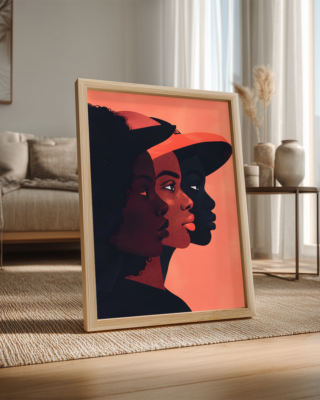 Üç Kadın Profili - Afrika Sanatı Poster Tablosu