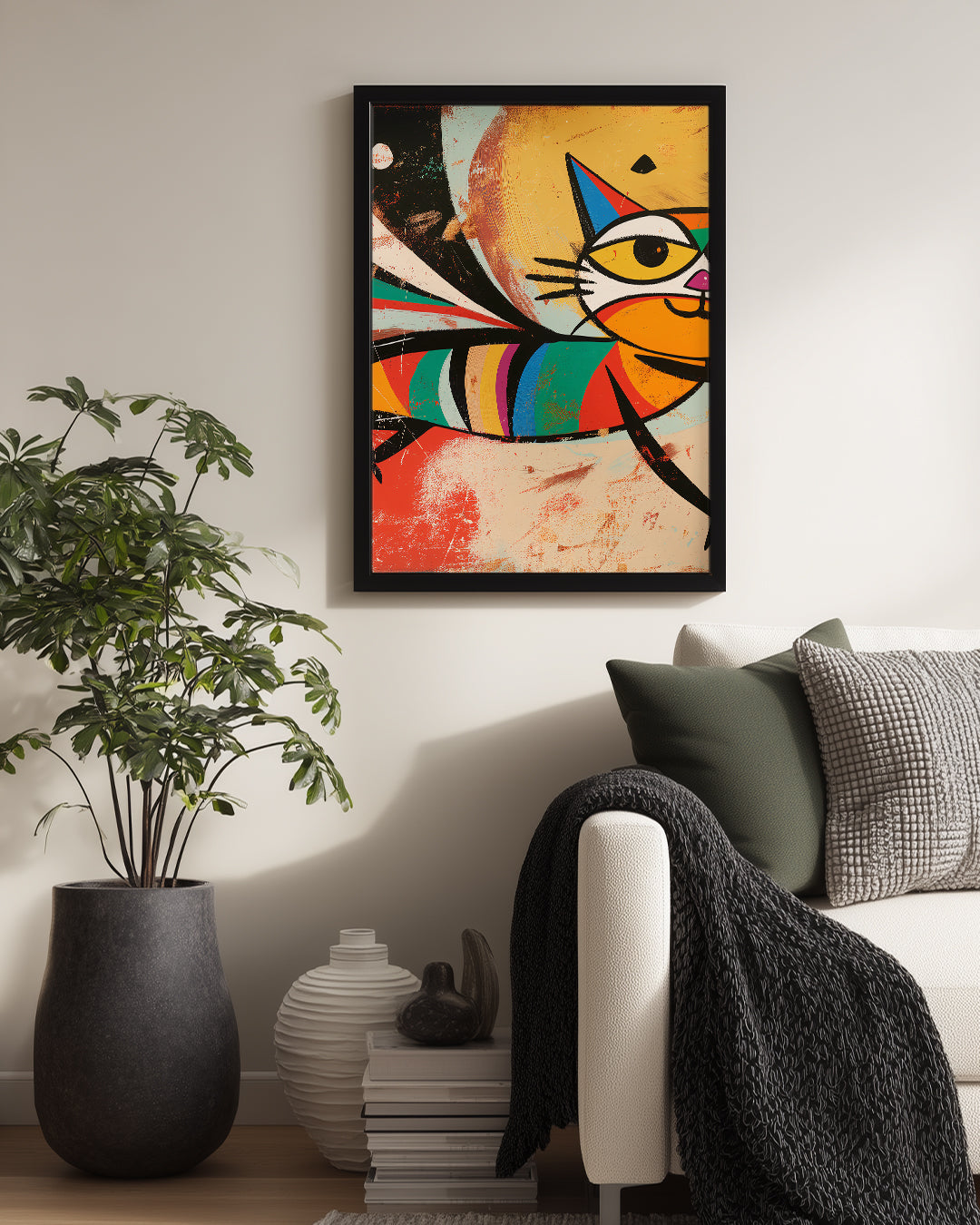Uçan-Kedi - Renkli Desenler Poster Tablosu