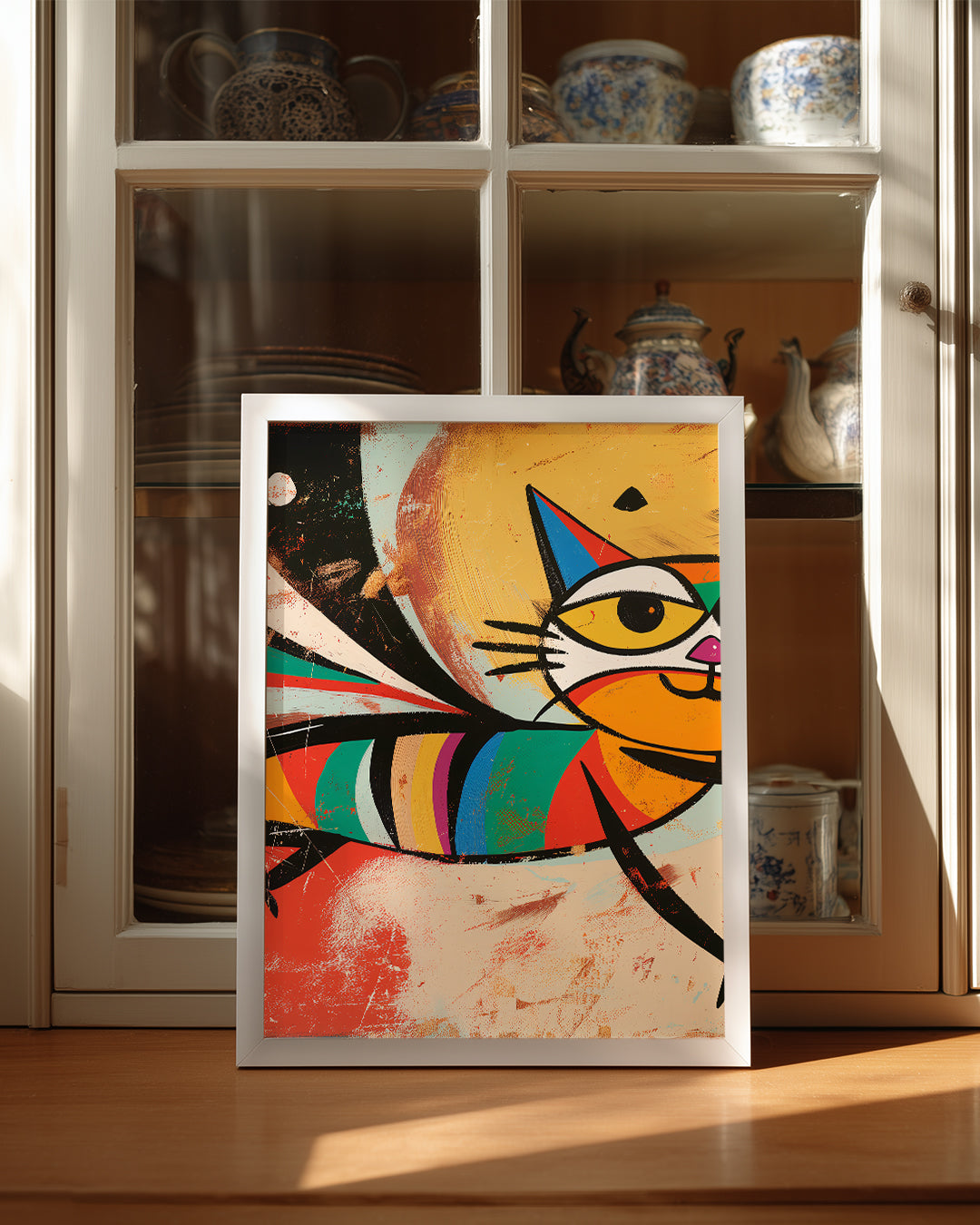 Uçan-Kedi - Renkli Desenler Poster Tablosu