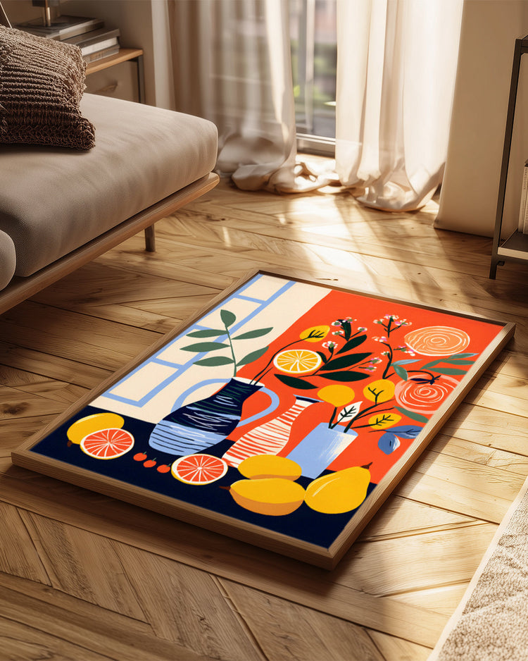 Vase Fruits Poster Tablosu