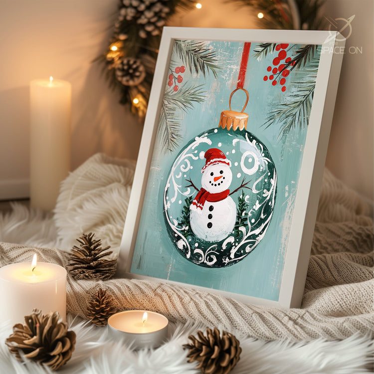 Whimsical Snowman Scene Poster Tablosu