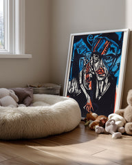 Woodcut Face Poster Tablosu