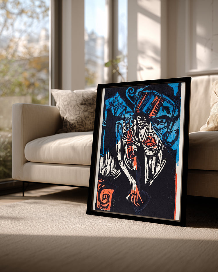 Woodcut Face Poster Tablosu