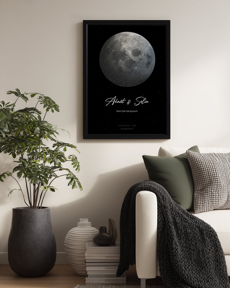 Gökyüzü Yıldız Haritalı Poster Tablosu (Ay)