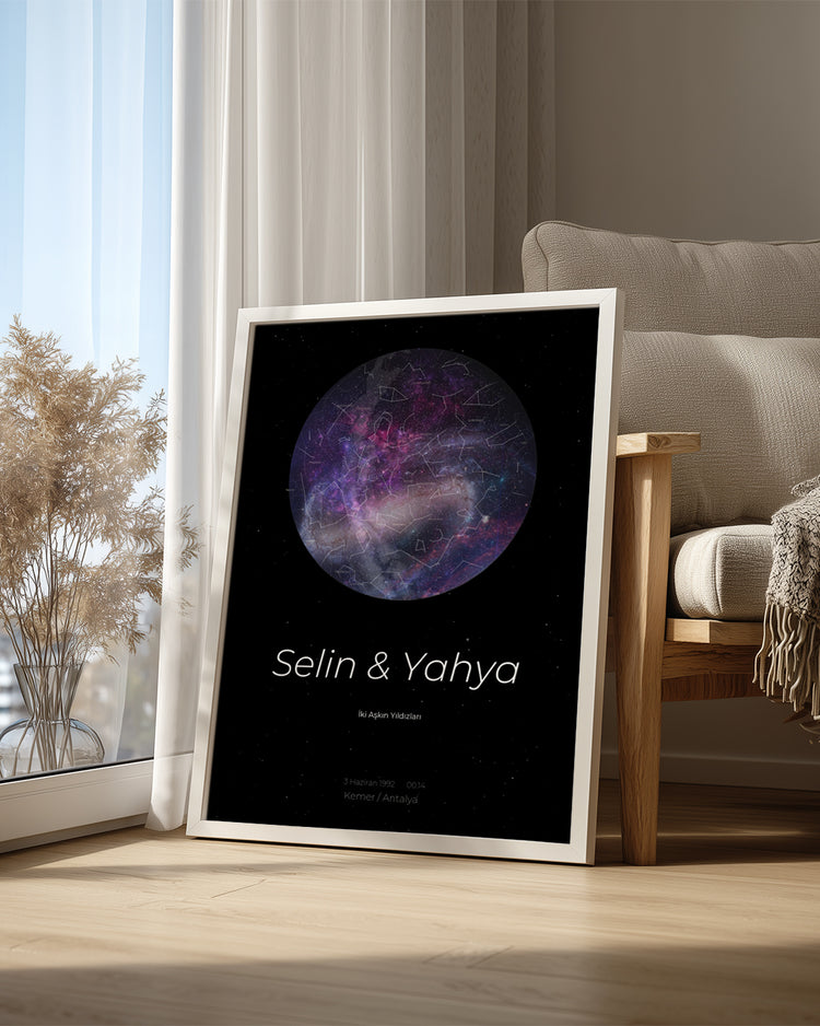 Gökyüzü Yıldız Haritalı Poster Tablosu (Galaksi)