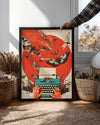 Yazı Makinesi Ve Kelebekler - Yaratıcılık Temalı Sanat Çalışması Poster Tablosu