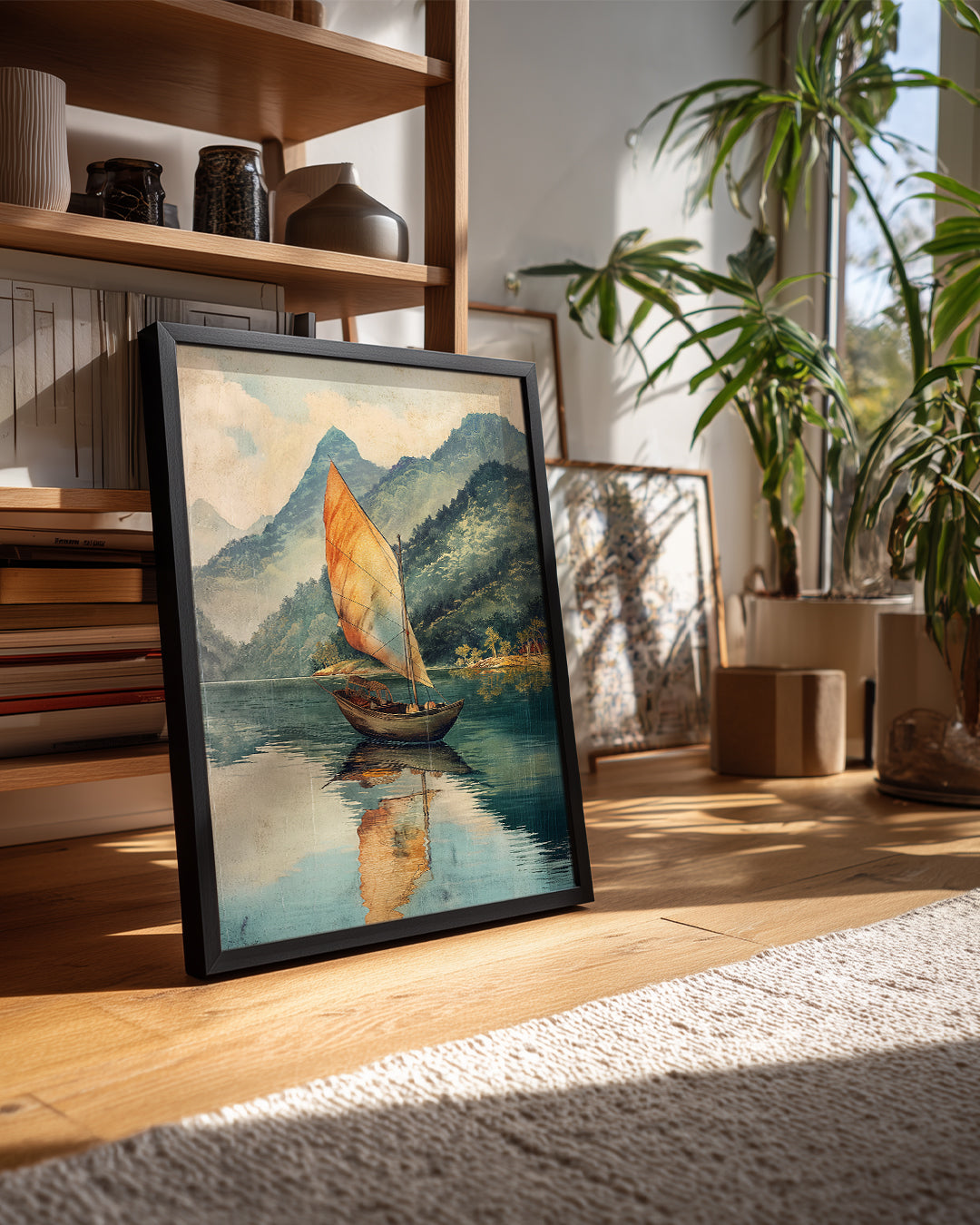 Yelkenli Manzara - Huzurlu Göl Poster Tablosu
