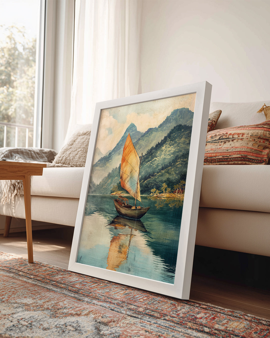 Yelkenli Manzara - Huzurlu Göl Poster Tablosu
