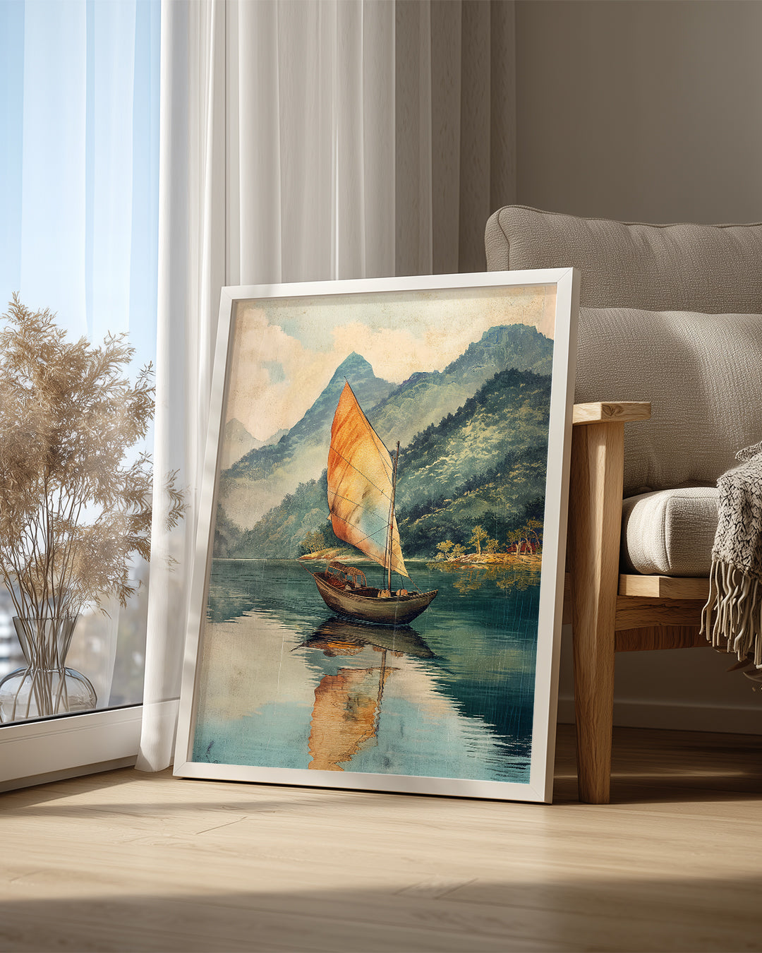 Yelkenli Manzara - Huzurlu Göl Poster Tablosu