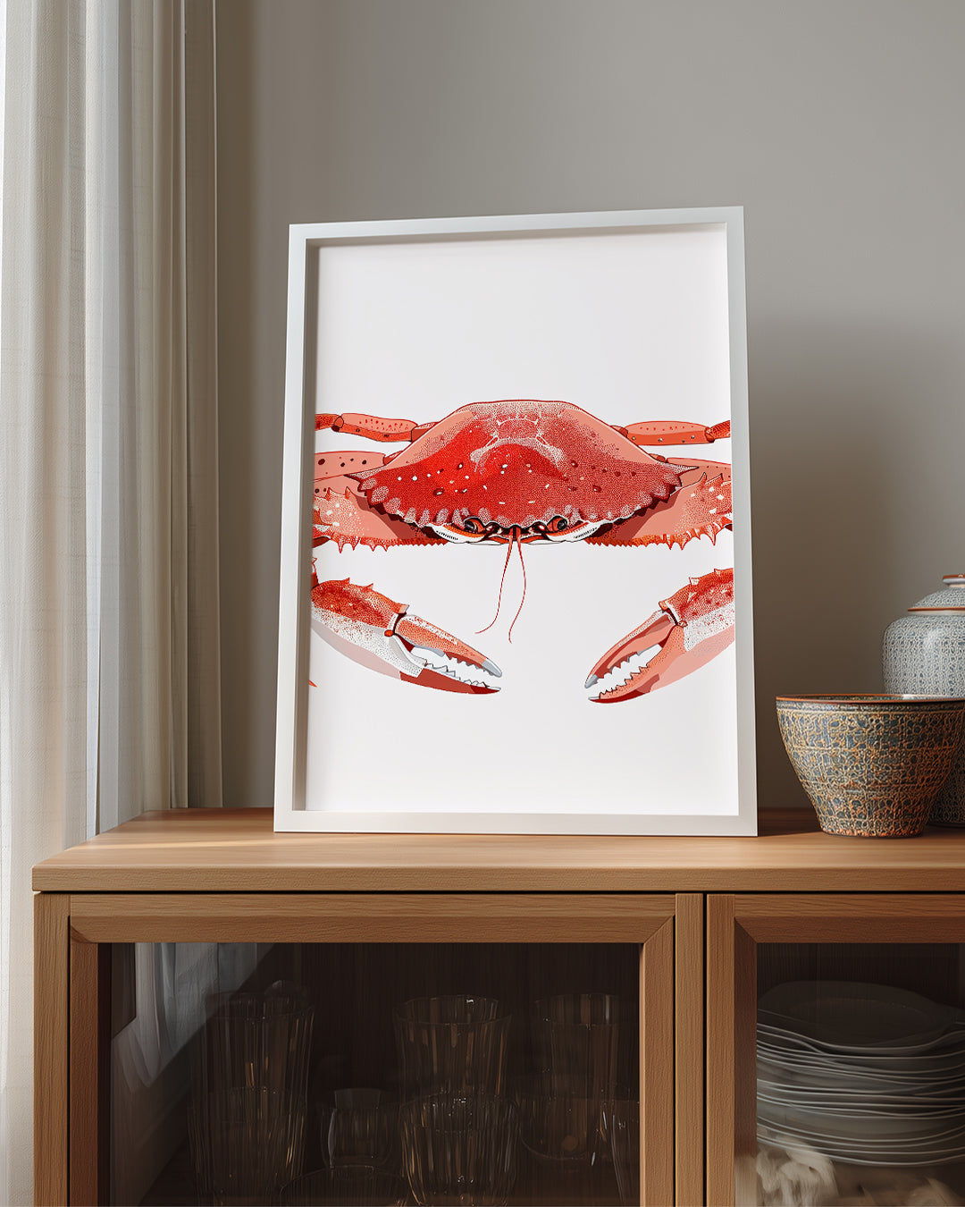 Yengeç - Kırmızı Kabuk Deseni Poster Tablosu