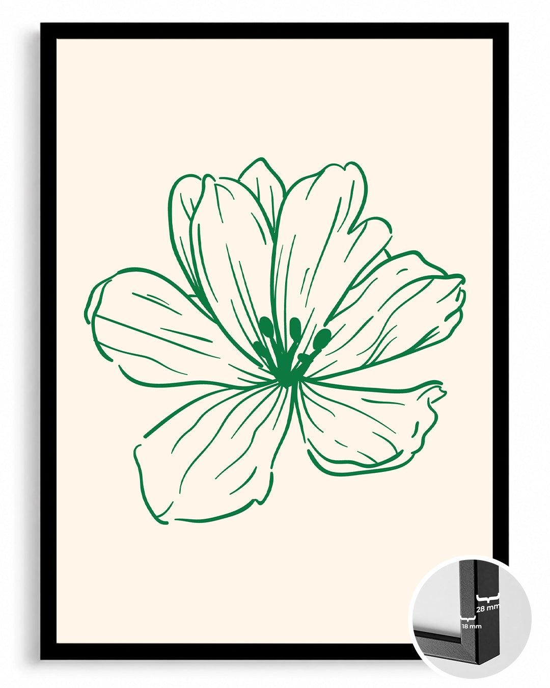 Yeşil Çiçek - Minimalist Çizim Poster Tablosu