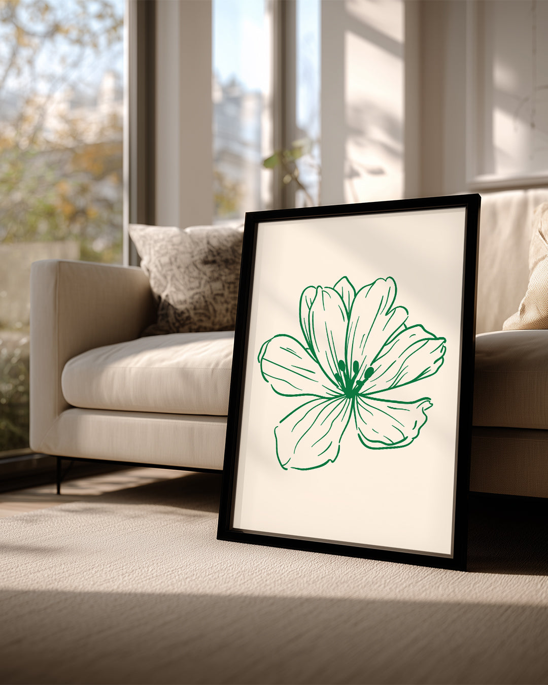 Yeşil Çiçek - Minimalist Çizim Poster Tablosu