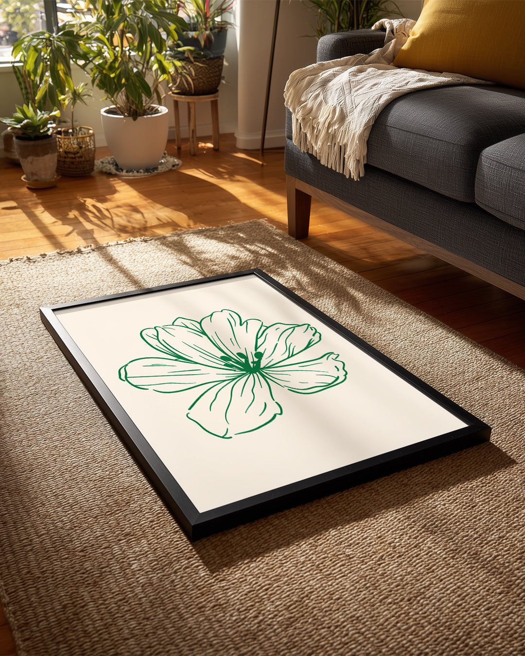 Yeşil Çiçek - Minimalist Çizim Poster Tablosu
