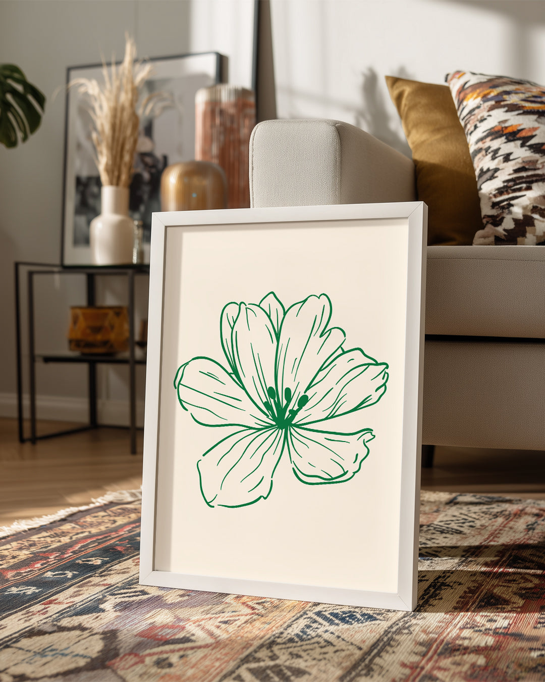 Yeşil Çiçek - Minimalist Çizim Poster Tablosu
