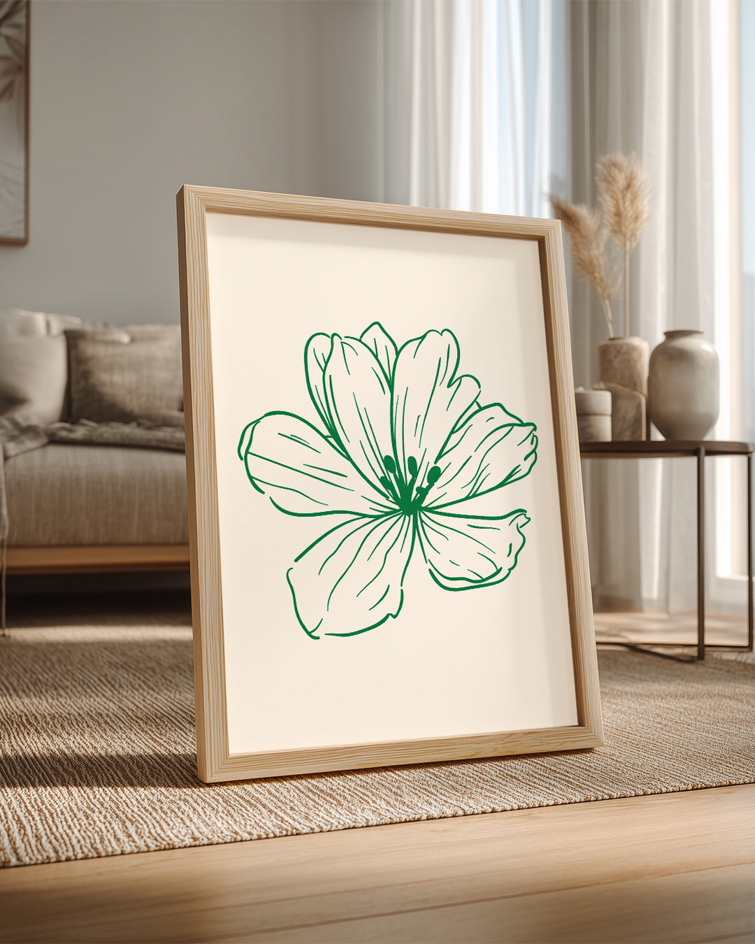 Yeşil Çiçek - Minimalist Çizim Poster Tablosu