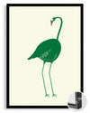 Yeşil Flamingo - Minimalist Kuş Tasarımı Poster Tablosu