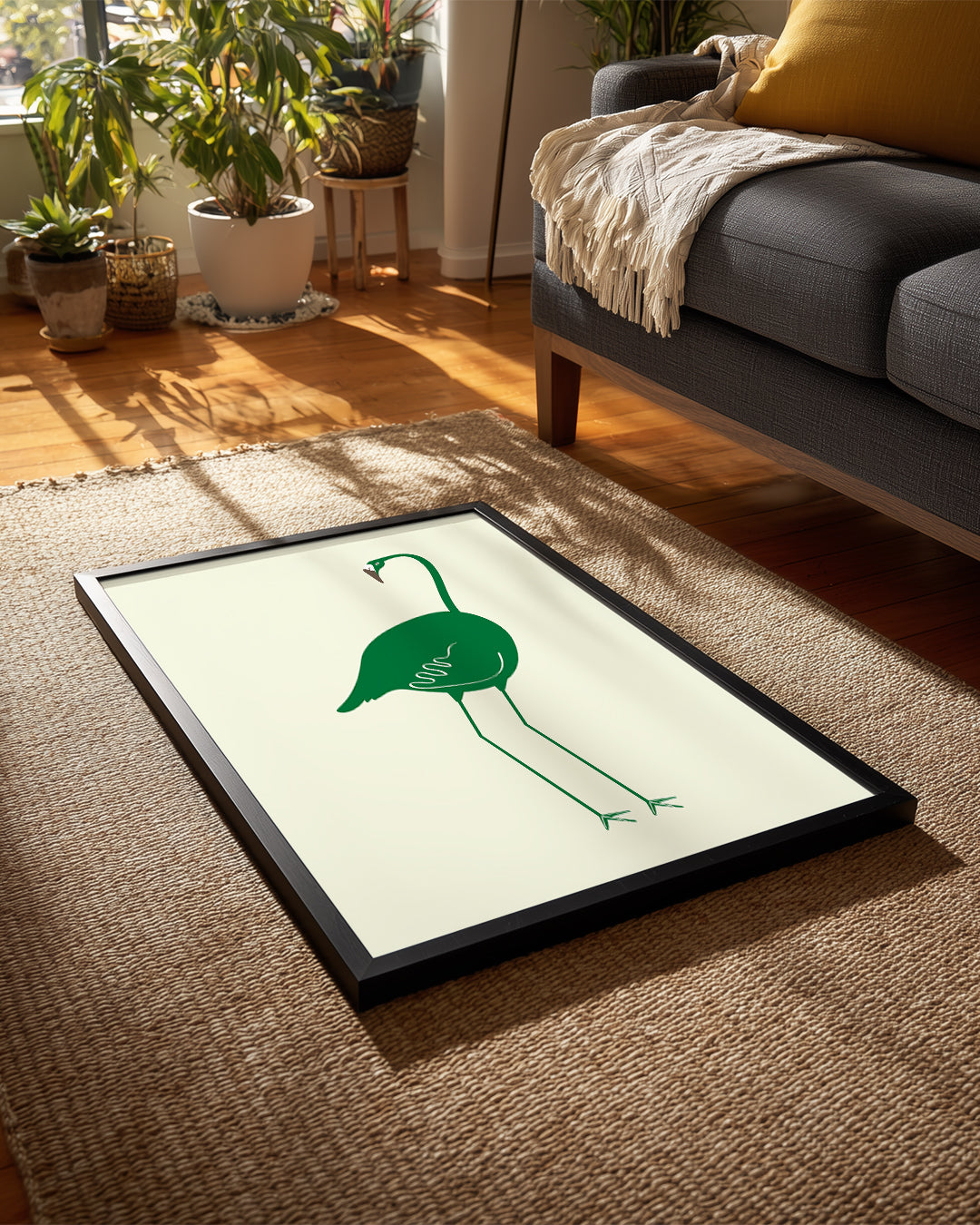 Yeşil Flamingo - Minimalist Kuş Tasarımı Poster Tablosu
