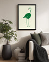 Yeşil Flamingo - Minimalist Kuş Tasarımı Poster Tablosu