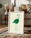 Yeşil Flamingo - Minimalist Kuş Tasarımı Poster Tablosu