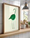 Yeşil Flamingo - Minimalist Kuş Tasarımı Poster Tablosu