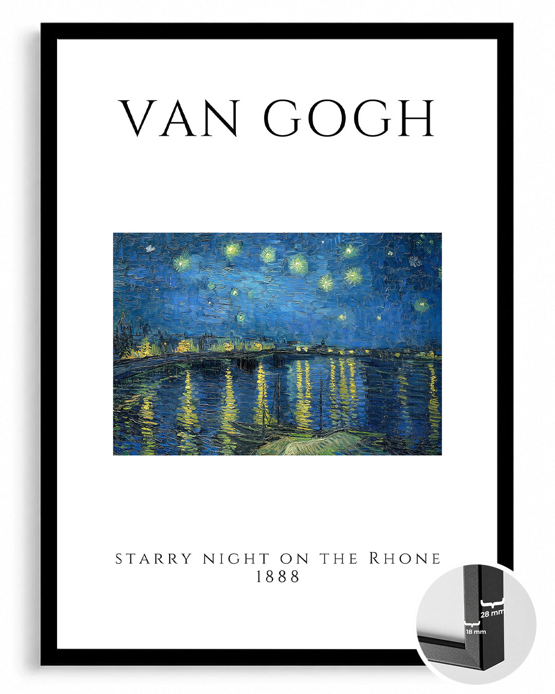 Yıldızlı Gece Rhône Üzerinde - Vincent van Gogh - 1888 Poster Tablosu